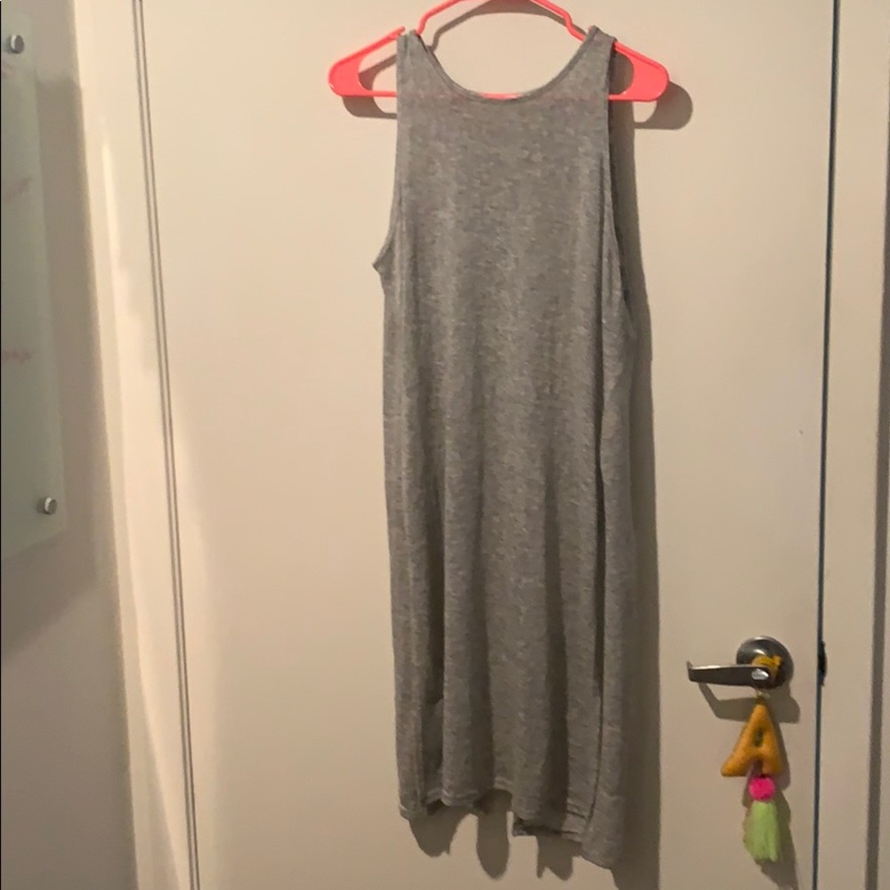 Long Grey Tank (mid calf) with open back